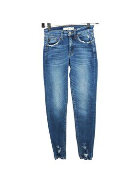 KanCan Gemma Skinny Jean 0/23 Mid Rise Distressed Raw Hem Grunge Indie Aesthetic